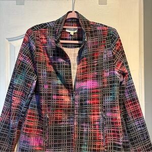 Erin London Multicolor Plaid Bomber Jacket